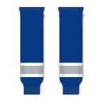 Athletic Knit HS630-446 Knitted Striped Hockey Socks - Royal/Grey/White - Front