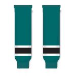Athletic Knit HS630-457 Knitted Striped Hockey Socks - Pacific Teal/White/Black - Front