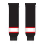 Athletic Knit HS630-536 Knitted Striped Hockey Socks - Ottawa Black With White Stripe - Front