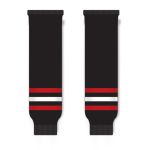 Athletic Knit HS630-614 Knitted Striped Hockey Socks - Chicago 3rd Black - Front