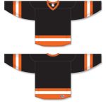 Athletic Knit H6500-223 League Hockey Jersey - Black/Orange/White - Full