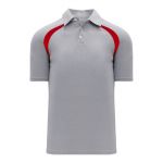 A1820 Apparel Polo Shirt - Heather Grey/Red - Front
