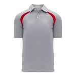 Athletic Knit A1820-923 Apparel Polo Shirt - Heather Grey/Red - Primary