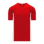 BA1343 One Button Baseball Jersey - Red/White - Front
