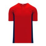 BA1343 One Button Baseball Jersey - Red/Navy - Front