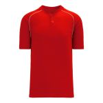 BA1344 Two Button Baseball Jersey - Red/White - Front