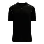 BA1344 Two Button Baseball Jersey - Black/White - Front
