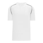 BA1344 Two Button Baseball Jersey - White/Black - Front