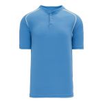 BA1344 Two Button Baseball Jersey - Sky/White - Front