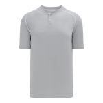 BA1344 Two Button Baseball Jersey - Grey/White - Front
