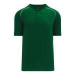 BA1344 Two Button Baseball Jersey - Dark Green/White - Front