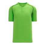 BA1344 Two Button Baseball Jersey - Lime Green/Black - Front