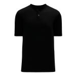 BA1347 Two Button Baseball Jersey - Black - Front