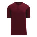 BA1347 Two Button Baseball Jersey - Maroon - Front