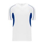 BA1745 One Button Baseball Jersey - White/Royal - Front