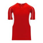BA1745 One Button Baseball Jersey - Red/White - Front