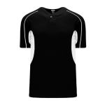 BA1745 One Button Baseball Jersey - White/Black - Front
