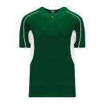 BA1745 One Button Baseball Jersey - Dark Green/White - Front
