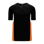 BA1763 One Button Baseball Jersey - Black/White/Orange - Front