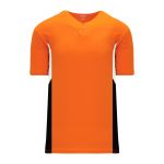 BA1763 One Button Baseball Jersey - Orange/Black/White - Front
