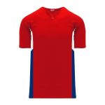 BA1763 One Button Baseball Jersey - Red/Royal/White - Front