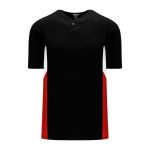 BA1763 One Button Baseball Jersey - Black/Red/White - Front