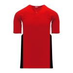 BA1763 One Button Baseball Jersey - Red/Black/White - Front