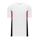 BA1763 One Button Baseball Jersey - White/Black/Red - Front