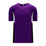 BA1763 One Button Baseball Jersey - Purple/Black/White - Front