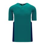 BA1763 One Button Baseball Jersey - Pacific Teal/Navy/White - Front