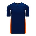 BA1763 One Button Baseball Jersey - Navy/Orange/White - Front