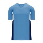 BA1763 One Button Baseball Jersey - Sky/White/Navy - Front