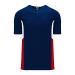 BA1763 One Button Baseball Jersey - Navy/Red/White - Front
