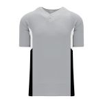 BA1763 One Button Baseball Jersey - Grey/White/Black - Front