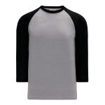 BA1846 Pullover Baseball Jersey - Heather Grey/Black - Front