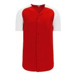 BA1875 Full Button Baseball Jersey - Red/White - Front
