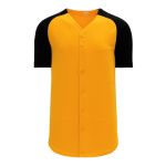 BA1875 Full Button Baseball Jersey - Gold/Black - Front