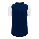 BA1875 Full Button Baseball Jersey - Navy/White - Front
