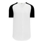 BA1875 Full Button Baseball Jersey - White/Black - Front