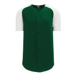 BA1875 Full Button Baseball Jersey - Dark Green/White - Front