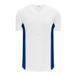 BA1890 Full Button Baseball Jersey - White/Royal - Front