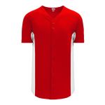 BA1890 Full Button Baseball Jersey - Red/White - Front