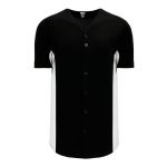 BA1890 Full Button Baseball Jersey - Black/White - Front
