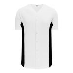 BA1890 Full Button Baseball Jersey - White/Black - Front