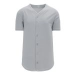 BA5200 Full Button Baseball Jersey - Grey - Front