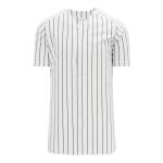 BA524 Full Button Baseball Jersey - White/Black - Front