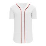 BA5500 Full Button Baseball Jersey - Boston White/Red - Front
