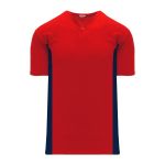 Athletic Knit BA1343-268 One Button Baseball Jersey - Red/Navy - Primary