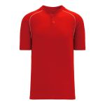 Athletic Knit BA1344-208 Two Button Baseball Jersey - Red/White - Primary
