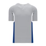 Athletic Knit BA1763-450 One Button Baseball Jersey - Grey/White/Royal - Primary